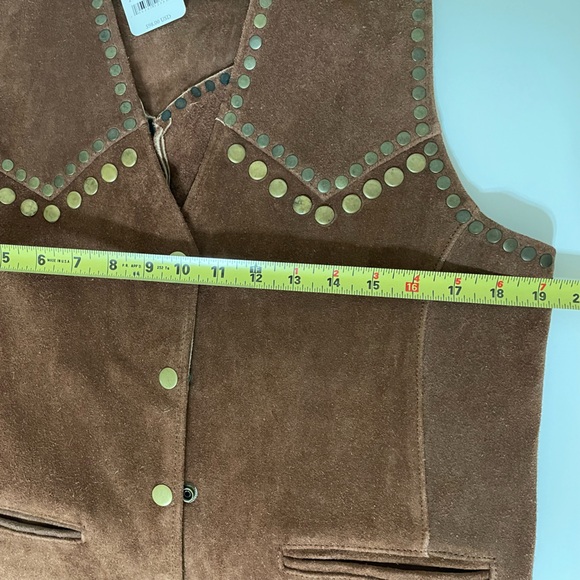Rare New FREE PEOPLE Understated Brown Leather Western Snap Front Vest Medium - Picture 8 of 14
